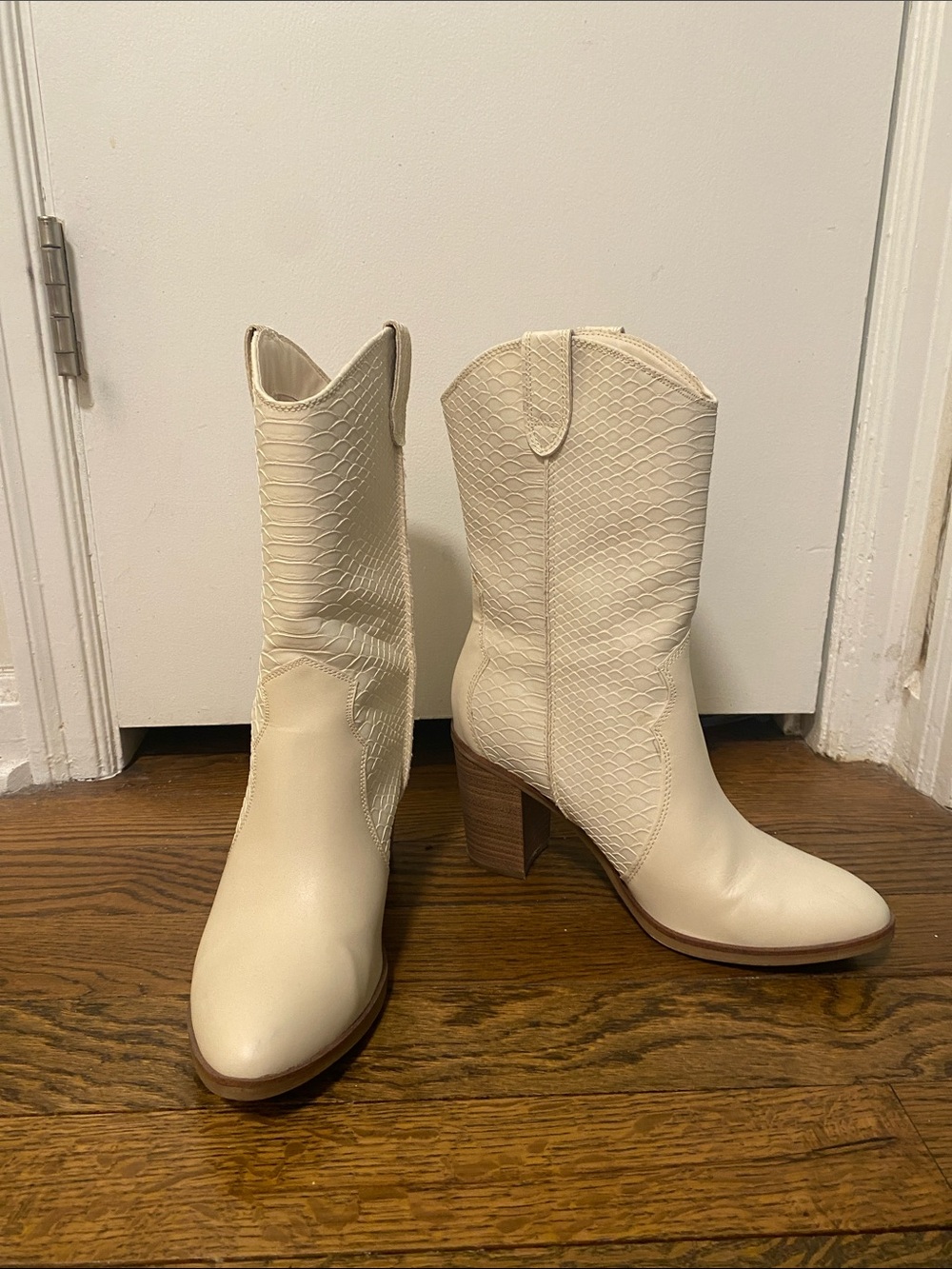 Altar'd State Cream Textured Western Ankle Boots